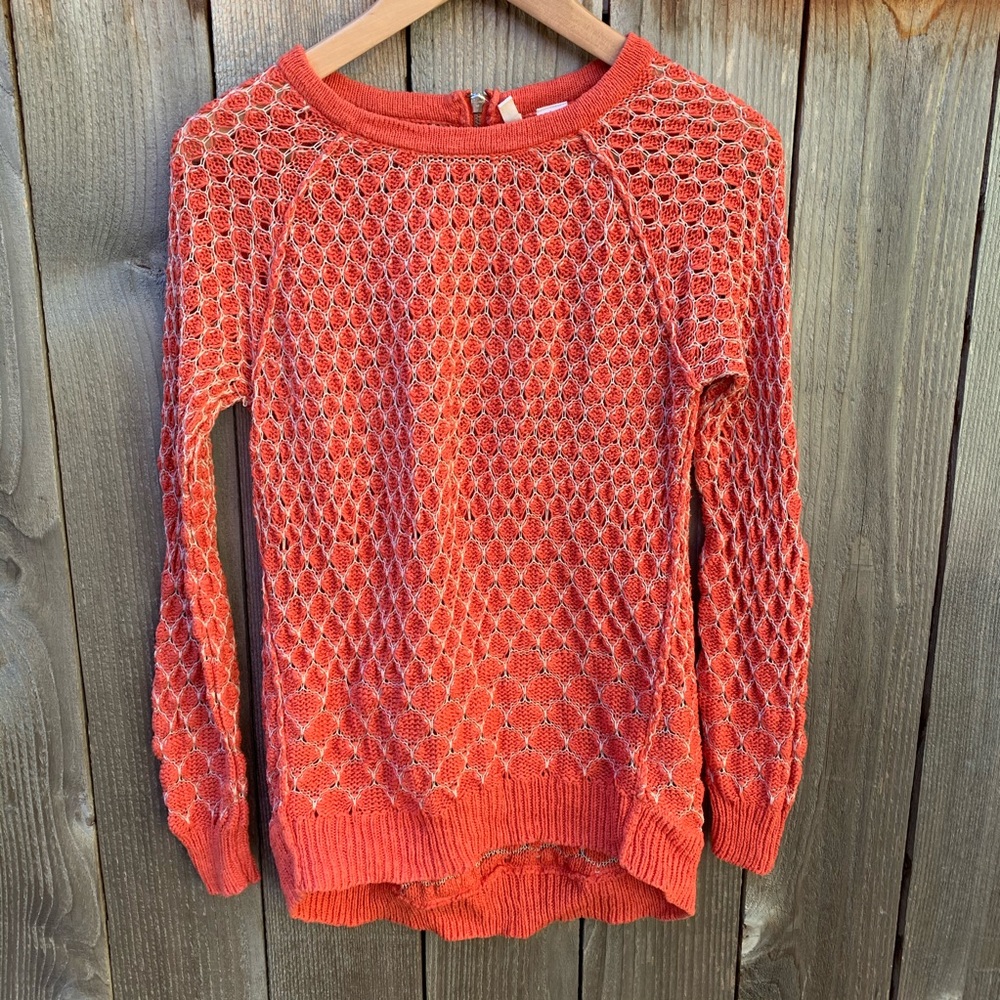 Moth Anthropologie Orange Long Sleeve Sweater Top